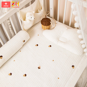 全棉婴儿床单纯棉A类新生儿床上用品夹棉被单拼接床床盖绗缝加棉