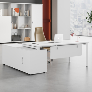 老板桌白色简约现代 办公家具套装钢架主管桌椅组合经理办公室桌