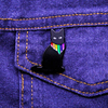 黑色小猫徽章女可爱日系卡通胸针情侣背包衣服配饰品les拉拉个性