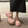 玛丽珍鞋女粉色2024春季高跟鞋法式气质单鞋粗跟厚底小皮鞋子