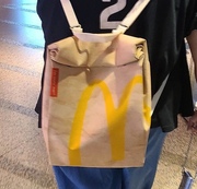 麦当劳双肩男女斜跨单肩学生大容量帆布包创意环保袋书包时尚背包