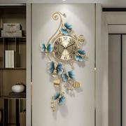 家用时尚创意时钟客厅轻奢个性艺术挂钟新中式风玄关钟表大气挂表