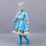 高档高档蒙古舞蹈儿男女童演出服少数民族服装男童蒙族服装裙袍藏