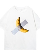 重磅纯棉T恤香蕉男女情侣宽松小圆领口创意盐系男友穿搭美式短袖