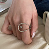 几何设计感戒指女复古时尚，s925银镂空开口指环夸张嘻哈个性食指戒