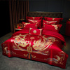 高档床上用品婚庆四件套中式大气龙凤，红色结婚六八十件套新婚床单