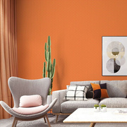 无纺布卧室墙纸活力橙北欧现代简约客厅房间，壁纸背景墙玄关壁纸
