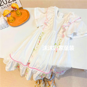 2023夏季韩版女宝宝连衣裙，1-7岁女童白色，棉布裙纯棉