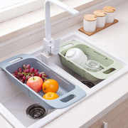 可伸缩水槽沥水架厨房水槽置物架多功能洗菜盆沥水篮塑料碗碟筷架