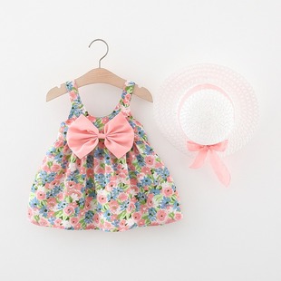 女宝宝夏季吊带连衣裙2024婴儿，0一4岁女童洋气碎花儿童小裙子