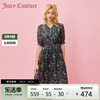 Juicy Couture橘滋2024甜味剪影印花V领松紧腰连衣裙