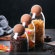 玻璃瓶子圆球密封罐咖啡豆收纳盒厨房杂粮储物罐创意软木塞茶叶罐