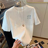 白色仿棉短袖t恤女2023夏季小众设计感港味chic大码女装上衣