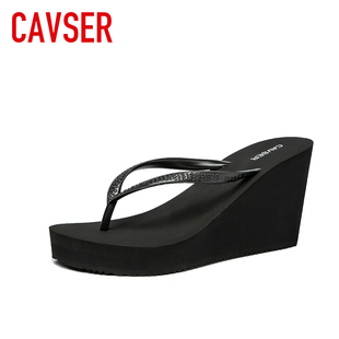 cavser2024超高跟防水台人字拖夏季女式夹脚厚底，松糕凉拖鞋