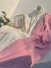 冬季粉色水貂绒加厚直筒裤，子女气质感钉珠，阔腿裤松紧腰垂感针织裤