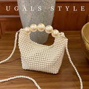 ugals法式复古名媛手工编织材料，包串珠(包串珠)珍珠，枕头波士顿手拿斜挎包