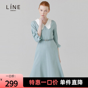 LINE韩国女装商场同款秋季气质宴会五分袖连衣裙NWOPLC0100