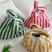韩系条纹购物袋折叠便携式大容量，超市环保袋，彩色买菜手提袋大袋子