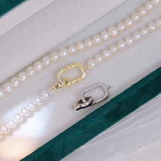 DIY配件珍珠项链扣头S925纯银扣子方框款手链毛衣链搭扣手工材料