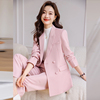 粉红色西装外套女秋季职业装高端气质女神范高级感西服套装工作服