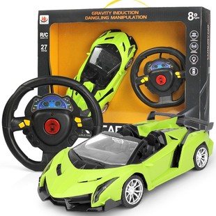儿童遥控车方向盘重力感应高速漂移汽车，4岁男孩玩具车可充电赛车