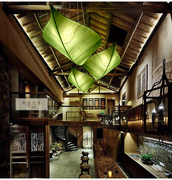新中式布艺树叶吊灯创意餐厅茶馆卧室吸顶灯客厅美容院墙壁灯