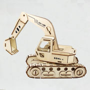 挖机拼图儿童益智手工diy木制拼图拼板挖掘机，立体拼装模型工程车