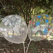 12寸2.8克透明印白色彩色圆点波点气球生日派对装饰气球