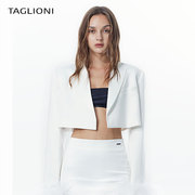 taglioni浪姐同款驼鸟毛袖口(毛袖口)短款西装外套半身裙休闲两件套套装