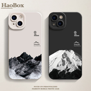 雪山iphone15promax手机壳苹果14小米14适用p50华为mate60pronova10荣耀magic5硅胶，vivo个性iqoo11软情侣