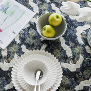 赫本家美式田园桌布圆桌长方形餐桌布艺精致复古印花茶几装饰盖布