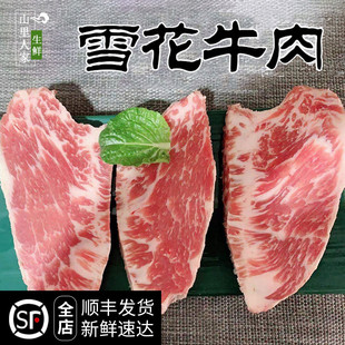 新鲜大块牛肉500g带筋雪花肉 牛肉片鲜牛肉生牛肉 农家散养黄牛肉