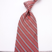 出口欧美大牌红色条纹男士商务工作职业正装柔软真丝领带10cm宽版