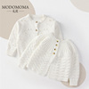modomoma新生婴儿衣服春装公主，女宝宝长袖针织棉线开衫洋气毛衣