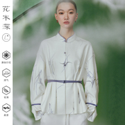 花木深新中式立领短外套女中国风印花对襟改良唐装上衣春秋季