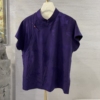 蓝大原创新中式紫色大码香云纱短袖上衣F9205