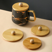 竹木杯盖大口径马克杯，配盖通用陶瓷茶杯盖子，单卖配件创意防尘杯盖