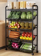 厨房菜篮子置物架置物架落地多层水果蔬菜收纳架筐小推车储物架子