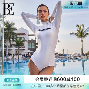 BE范德安时尚系列连体泳衣女士时尚修身显瘦长袖防晒亲肤保守游泳