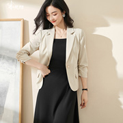 米思阳2023秋季设计感短款纯色西装一粒扣七分袖外套女秋薄款