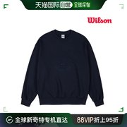 韩国直邮wilson棉套头衫，拱形7663海军蓝长袖t恤男士女