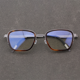 超轻板材加钛眼镜框近视眼镜镜片男女同款复古方框21005