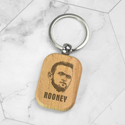 鲁尼钥匙扣挂件实木金属环圈足球迷周边挂饰男生礼物创意纪念品