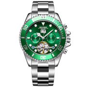 男士手表绿水鬼腕表表时尚镂空陀飞轮多功能机械手表夜光