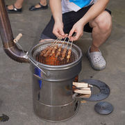 烧烤炉万家牌双层不锈钢户外防风炉灶便携柴火炉具烧烤野营野炊