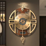 2024新中式万年历(万年历，)挂钟轻奢实木，钟表客厅家用纯铜表挂墙时钟