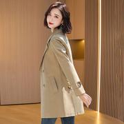 杭州意法短款风衣女款，2023秋季中长款高端品牌小个子外套