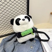 可爱熊猫公仔包包女2023时尚网红卡通毛绒黑白熊猫玩偶包礼物