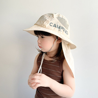 儿童帽子夏季透气网眼，大檐防紫外线遮阳帽，男女宝宝出游护脖披肩帽