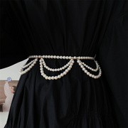 法式复古珍珠腰链女夏季高级感装饰配连衣裙衬衫束腰百搭链条腰带